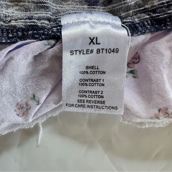 Oli & Hali Blue White Floral Ruffle trim button down xl - Picture 4 of 11